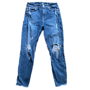7 for all Mankind Size 27 Distressed High Waisted Ankle Cut Skinny Jeans